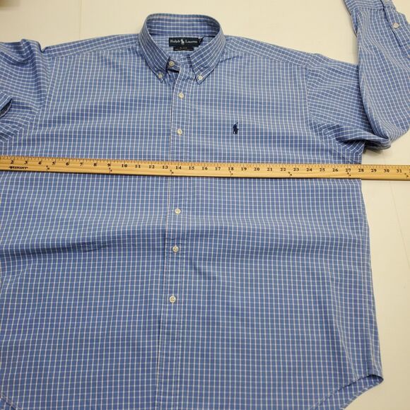 Ralph Lauren Shirt Men's Checkered Blue Size XL Long Sleeve Button Down Blake - Picture 7 of 12